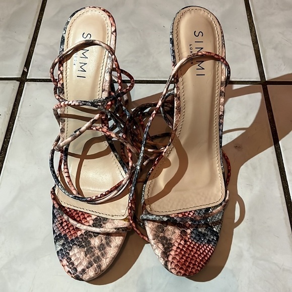 SIMMI  London Snake-Embossed Lace up Sandal - Picture 2 of 6